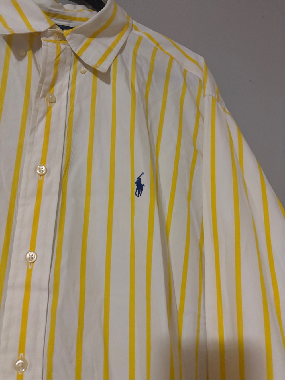 Polo by Ralph Lauren Men's White and Yellow Striped Button-Down Shirt - Picture 3 of 6
